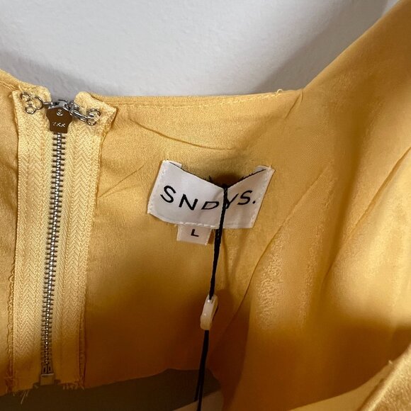 SNDYS Zanita Set Size Large Yellow Crop Top Midi Skirt High Waisted Sexy - Picture 6 of 16